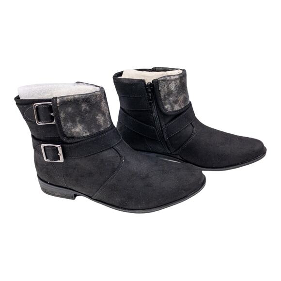 RAMARIM Black Snake Napa Leather Double Buckle Accent Ankle Boots 5 Women's - Picture 3 of 9